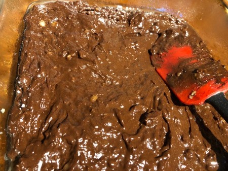 brownie batter in pan