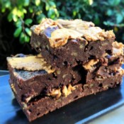 Fudgy Peanut Butter Banana Brownies on plate