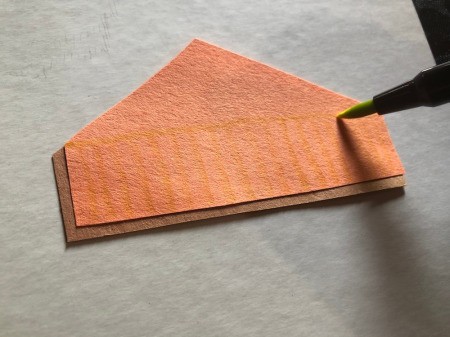 3D Pumpkin Pie Card - draw verticle lines from the horizontal one down the side of the pie slice
