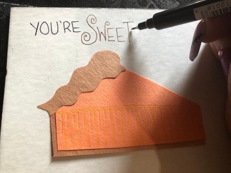 3D Pumpkin Pie Card - write message around the pie slice