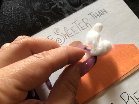 3D Pumpkin Pie Card - make whipped cream from cotton ball and glue in place