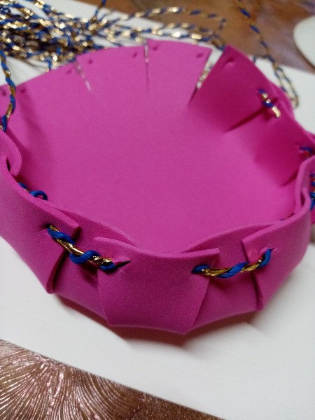 Foam Goody Bowl - insert the twine through the next set, as shown all of the way around