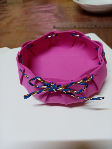 Foam Goody Bowl - tie twine in a bowl to finish the bowl