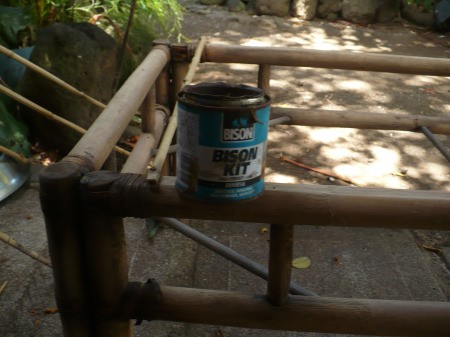 Repairing A Bamboo Coffee Table - apply glue to both sides