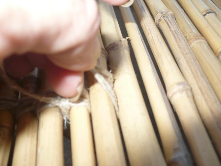 Repairing A Bamboo Coffee Table - closeup of center wrap method