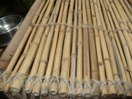 Repairing A Bamboo Coffee Table - wrapped with X shapes