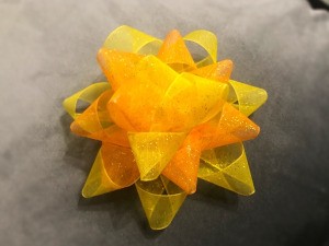 Two-Tone Ribbon Bow - finished pale yellow and orange bow