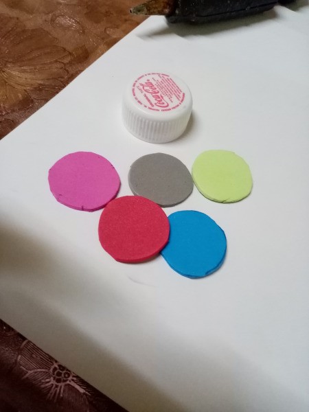 Rubber Foam Stamps on Bottle  Caps - round foam shapes