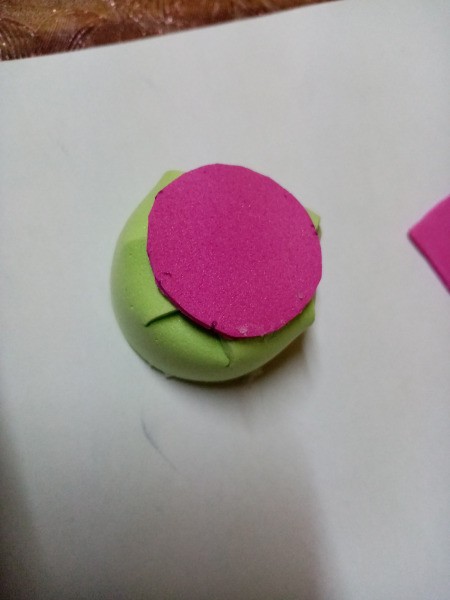 Rubber Foam Stamps on Bottle Caps - glue