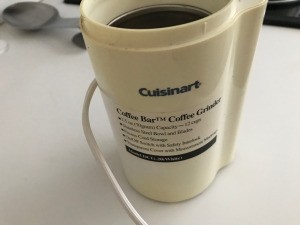 A coffee grinder for making fine coffee powder.