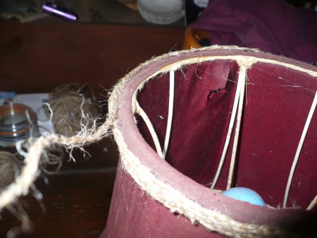 Refurbishing A Lampshade with Jute Cord - continue