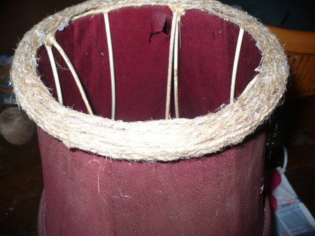 Refurbishing A Lampshade with Jute Cord - lip covered