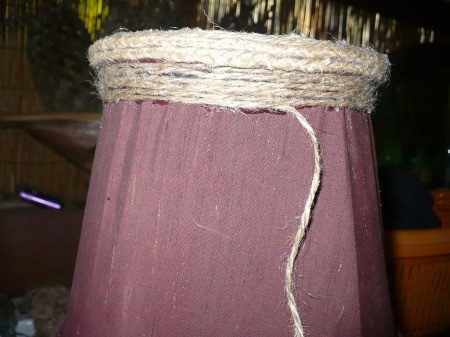 Refurbishing A Lampshade with Jute Cord - wrapping the larger gauge cord