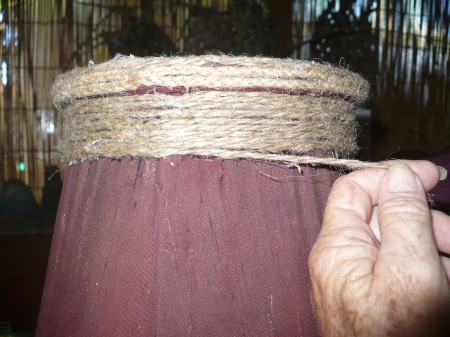 Refurbishing A Lampshade with Jute Cord - pull taut