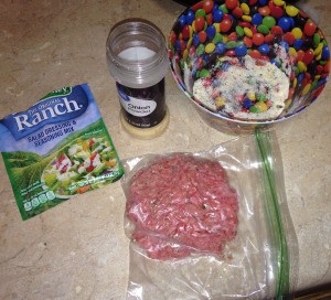 A beef patty made inside a ziploc bag.