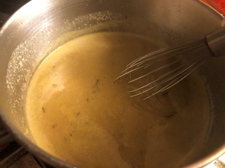 mixing Honey Mustard sauce in pan