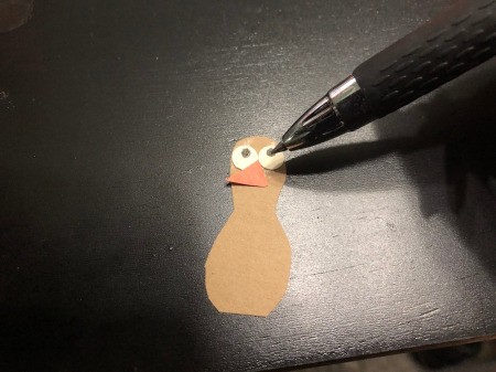 3D Funny Turkey Card - add eyes and beak