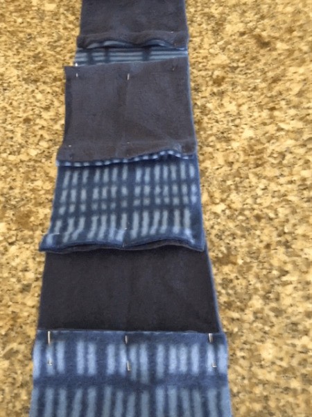 Scrap Quilt for a Baby Boy - squares pinned together