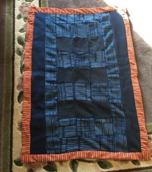 Scrap Quilt for a Baby Boy - finished dark blue scrap quilt
