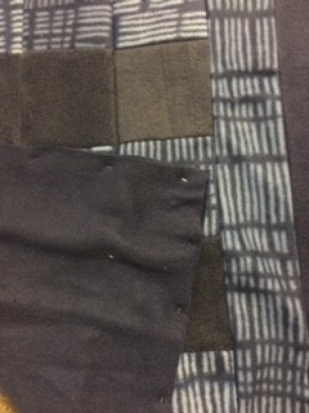 Scrap Quilt for a Baby Boy - strips pinned together