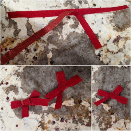 Baby Succulent Christmas Tree - making a red bow (2)