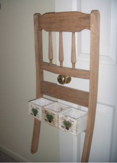 Recycled Chair Back as Decorative Rack/Planter