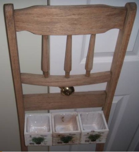 Recycled Chair Back as Decorative Rack/Planter