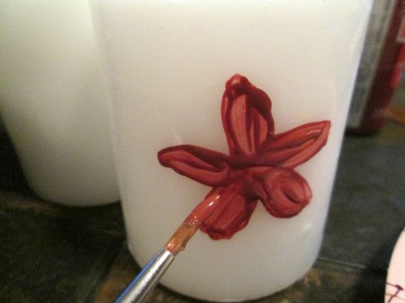 Designing Two For One - painting on the poinsettia petals