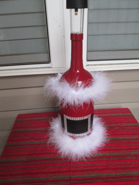Santa Vase And Lamp - lamp with boa collar and coat ruffle