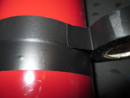 Santa Vase And Lamp - adding black tape belt