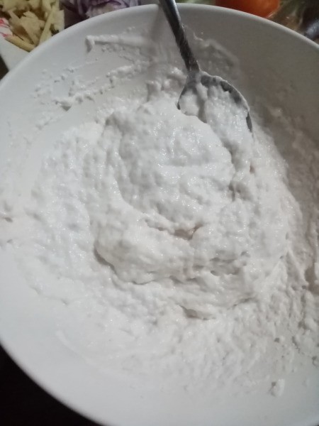 mixing Rice Ball dough