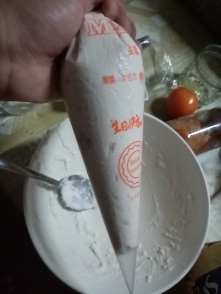 dough in piping sleeve