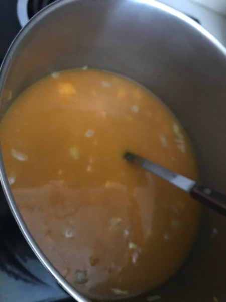 Butternut Squash & broth in pan