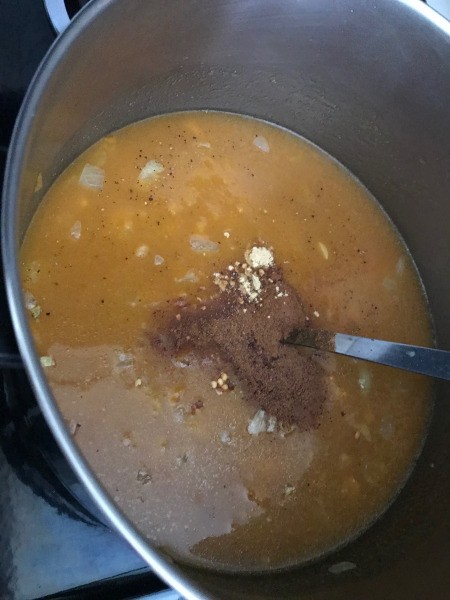 spices added to Butternut Squash Soup