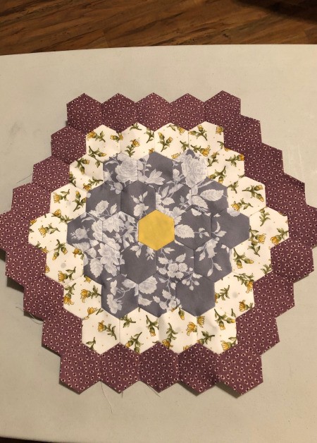 English Paper Pieced Flower Pillow - one flower top complete