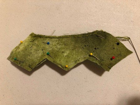 English Paper Pieced Flower Pillow - three layers of the flower crown pinned together