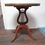 Wood Used to Make a Mersman Lyre Table - lyre table with decorative metal(?) trim