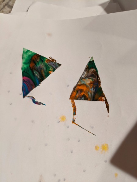 Christmas Tree Banner - painted trees dryiing