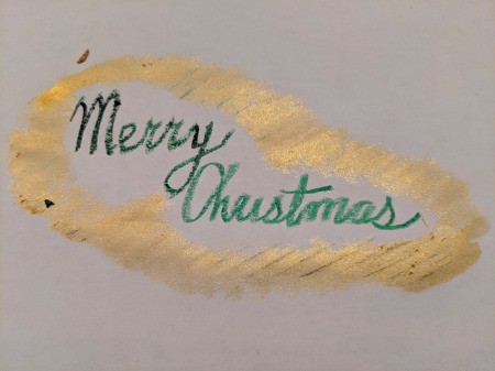 Christmas Tree Banner - Merry Christmas wording with gold edging