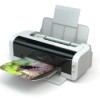 A printer with a photo print in the tray.
