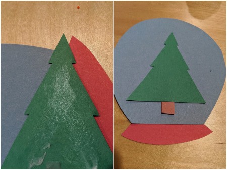 Paper Snow Globe Ornament - glue the pieces together