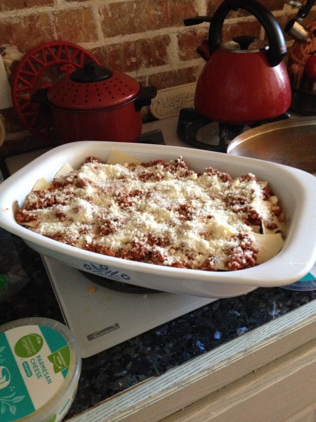 Lasagna ready to bake