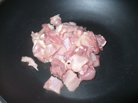 cut Chicken in wok