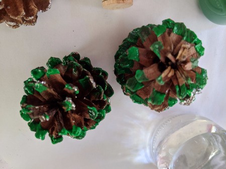 Christmas Tree Place Card Holders - two cones painted