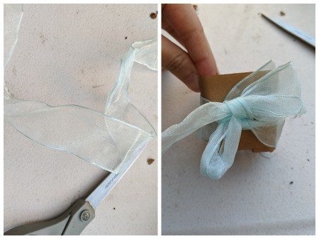 Let Love Grow Wedding Favor Gift - adding a ribbon bow
