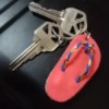Mini Flipflop Keychain - two door keys attached to key chain