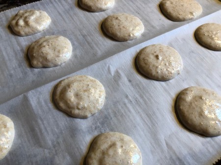 Meringue batter on parchment paper