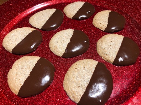 Chocolate Dipped Peanut Butter Meringues on plate