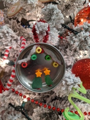 Mason Jar Lid Christmas Ornament - ready to hang on the tree or gift