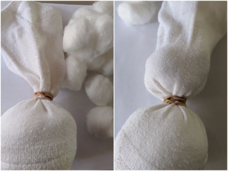 No-Sew Christmas Sock Snowman - repeat making a smaller section